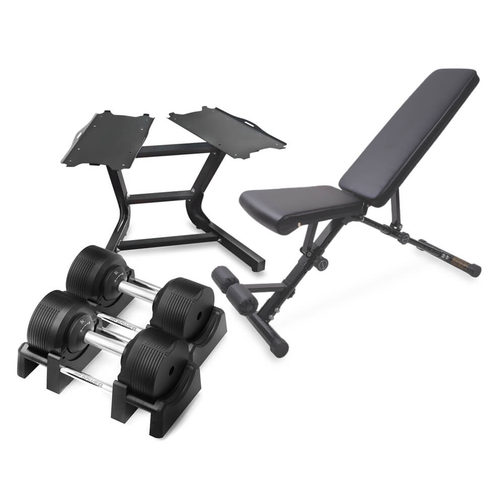 Håndvægtpakke 32,5 kg AB20, Håndvægte, stativ og bænk