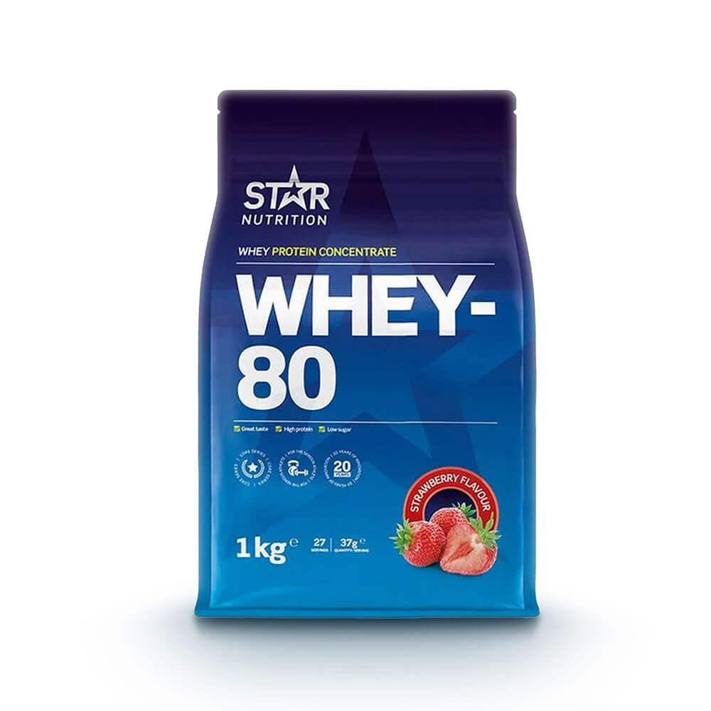 Whey-80, 1kg, Jordbær billede