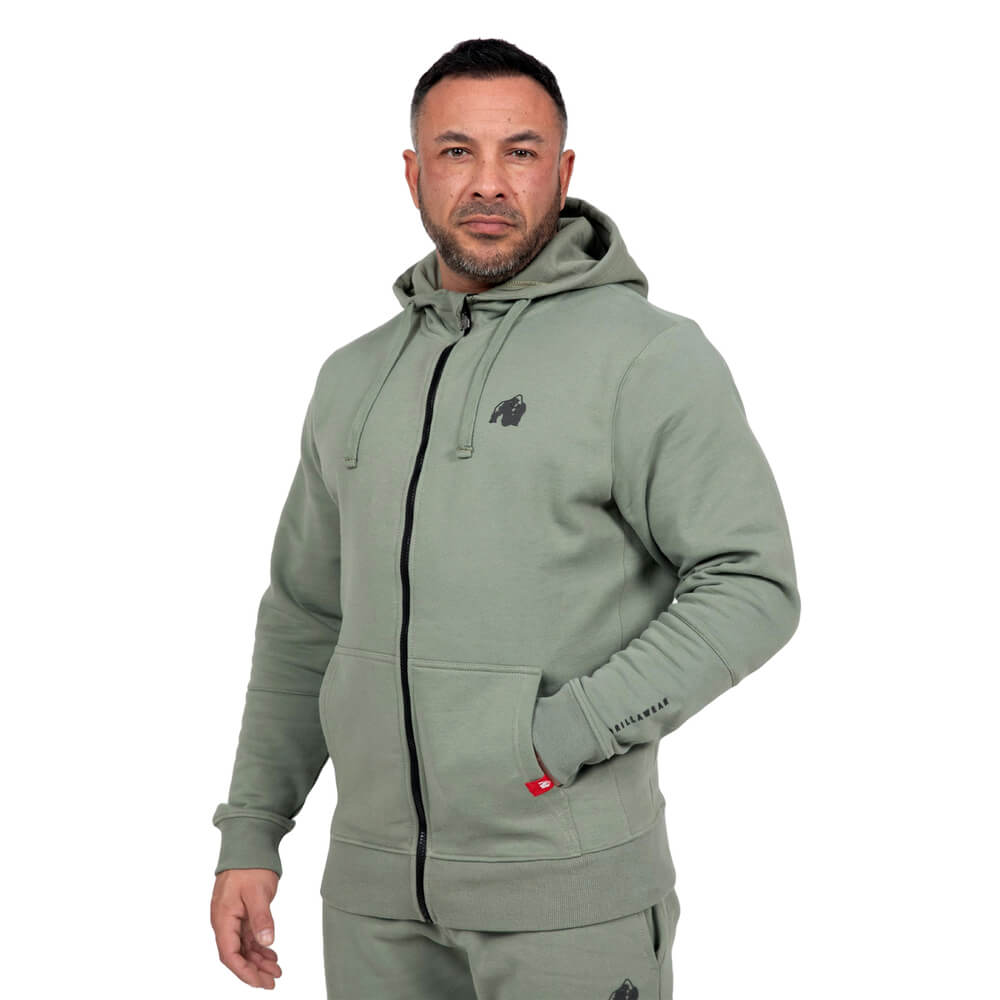Leon Zipped Hoodie, green, small