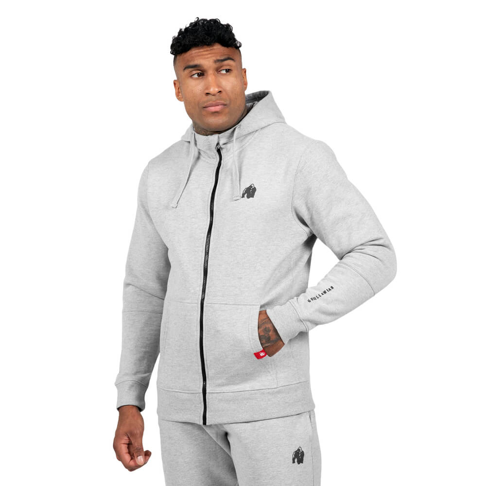 Leon Zipped Hoodie, grey, small