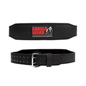 4 Inch Padded Leather Belt, black/red, large/xlarge billede