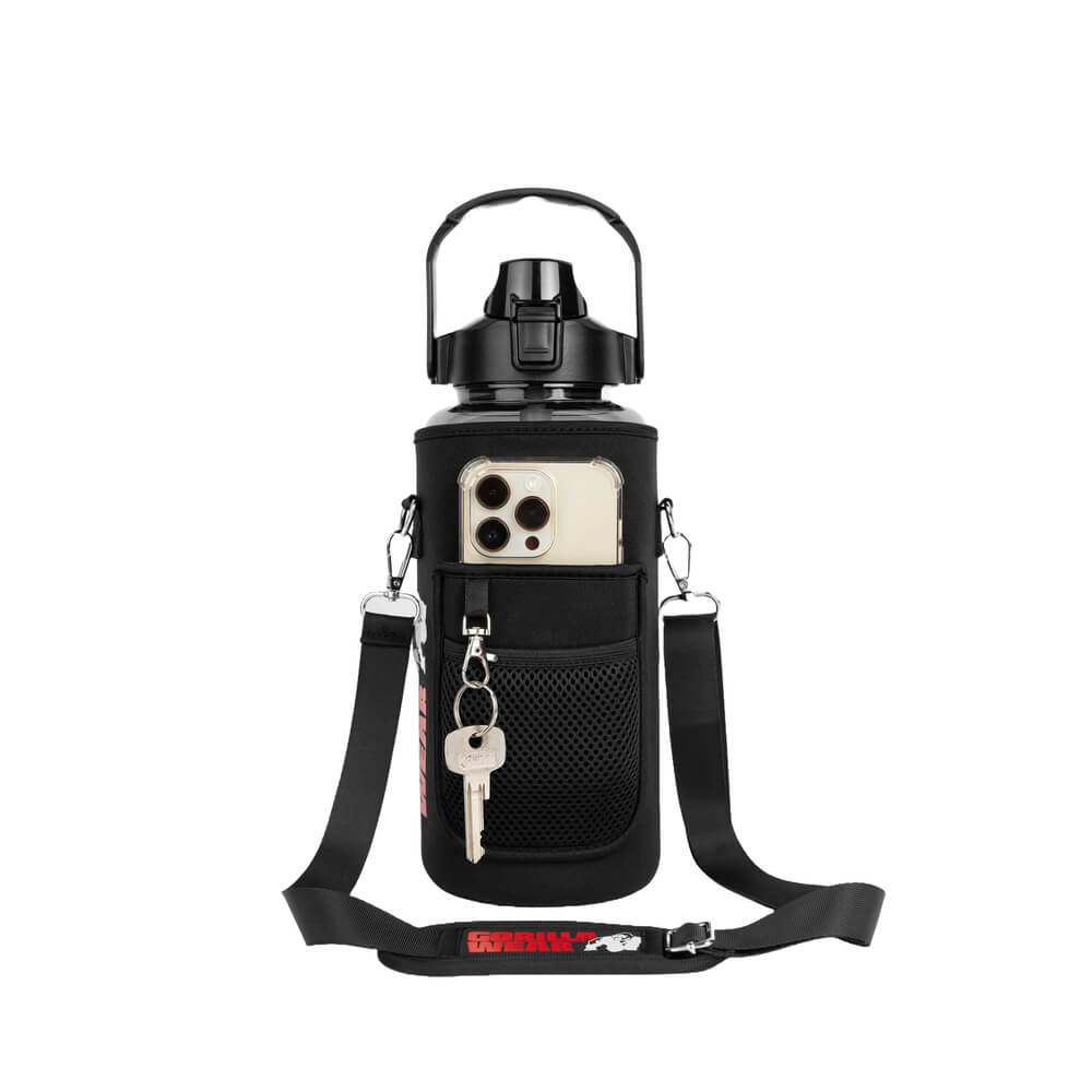 Water Bottle With Sleeve 2 L, black, Gorilla Wear billede