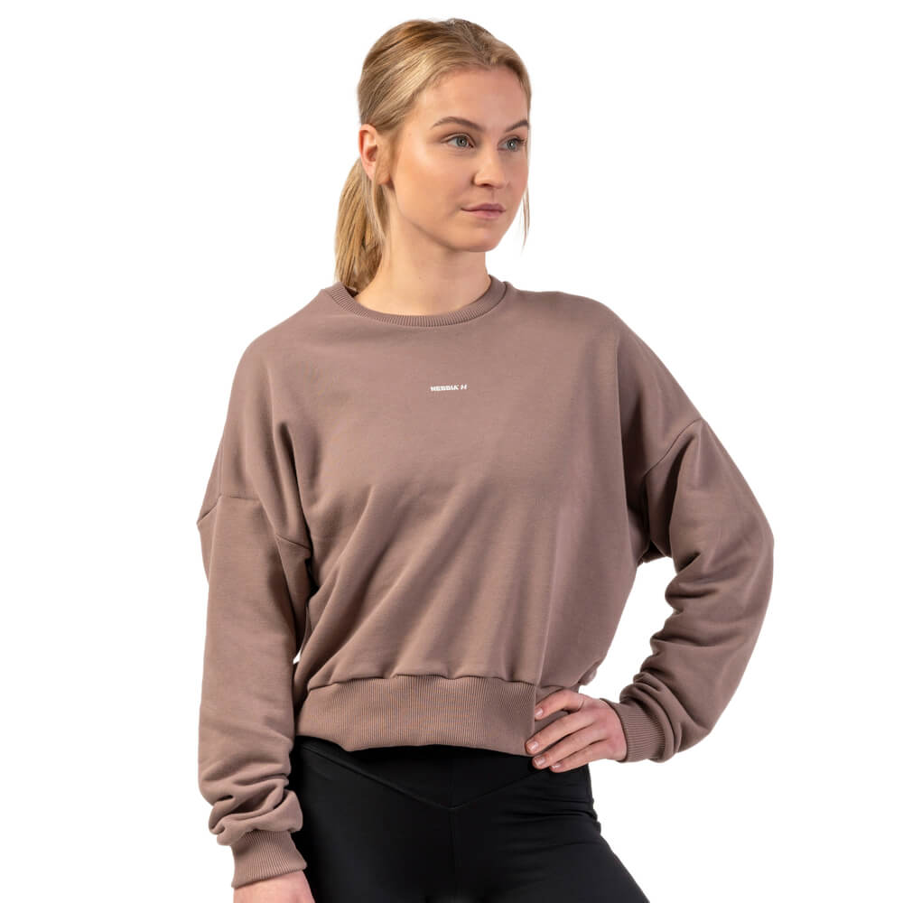 Loose Fit Sweatshirt ''Feeling Good'', brown, xsmall/small