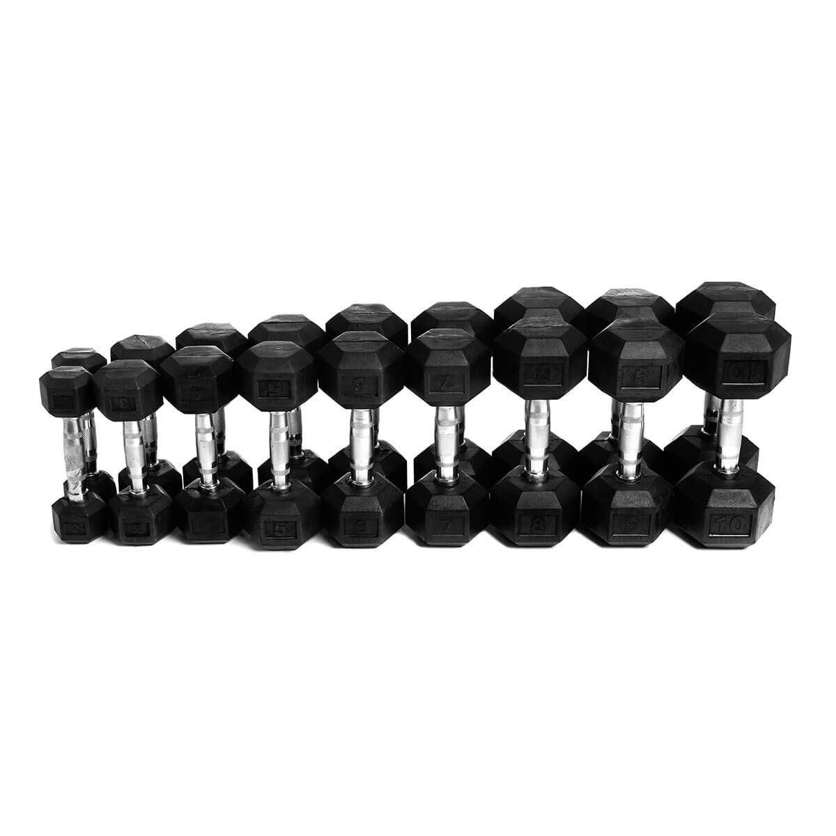 Se håndvægtssæt Hex gummi 1-10 kg, JTC Power på SportGymButikken.dk