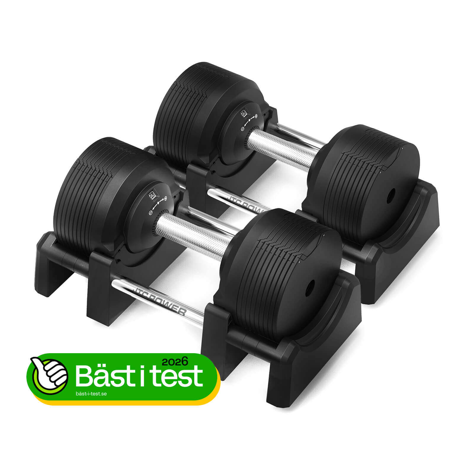 Tjek Justerbare håndvægte PRO *Bedst i test 2025*, 2 x 4-32.5 kg, JTC Power hos SportGymButikken.dk