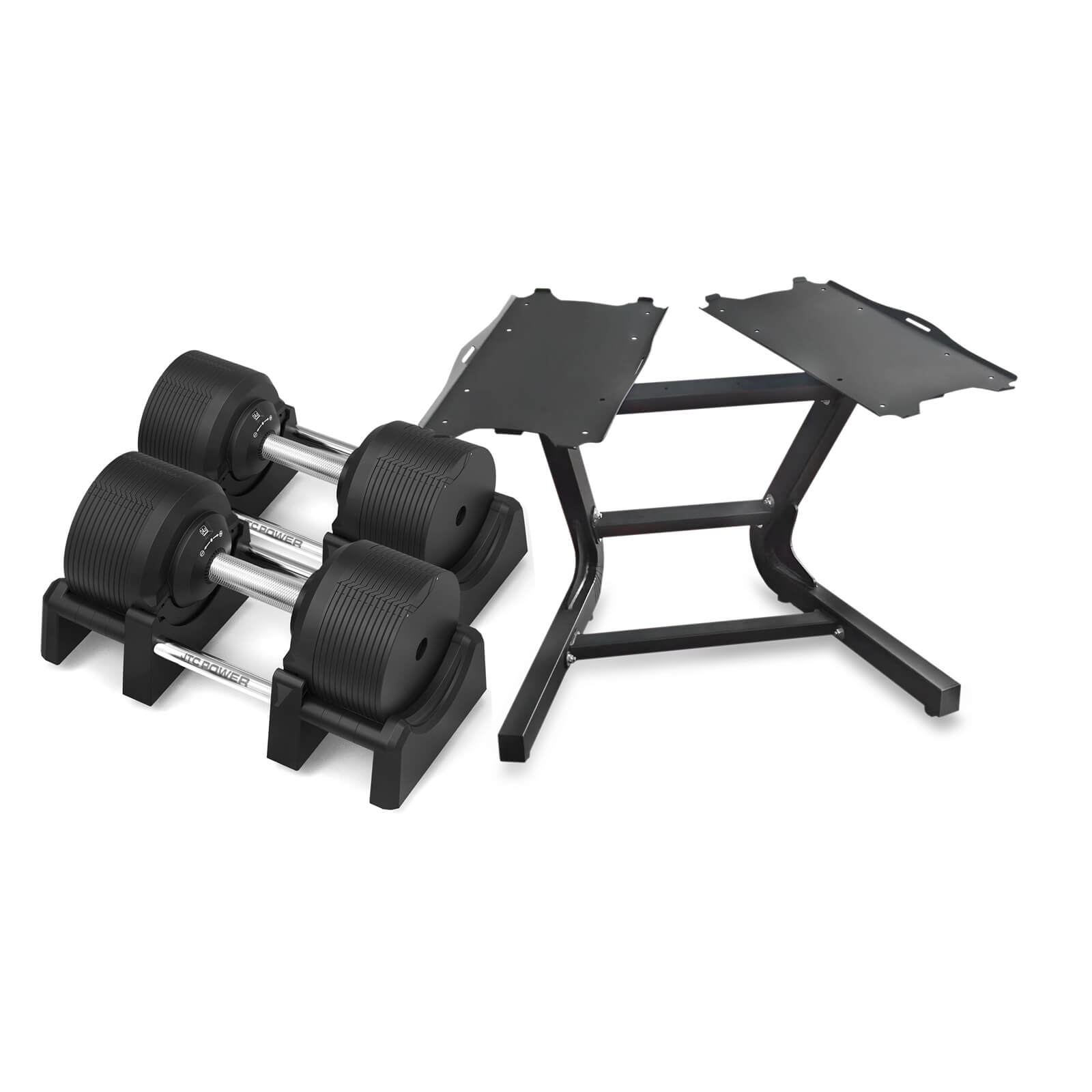 Justerbare håndvægte PRO med stativ, 2 x 4-41.5 kg, JTC Power