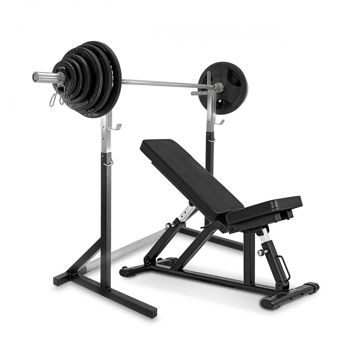 Se bænk, stativ og tri-greb vægtstangssæt 87,5 kg, JTC Power hos SportGy