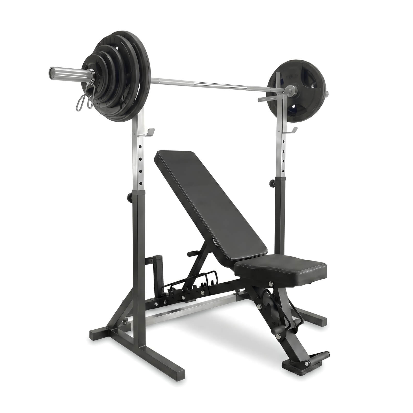 Se bænk, stativ og tri-greb vægtstangssæt 87,5 kg, JTC Power hos SportGy