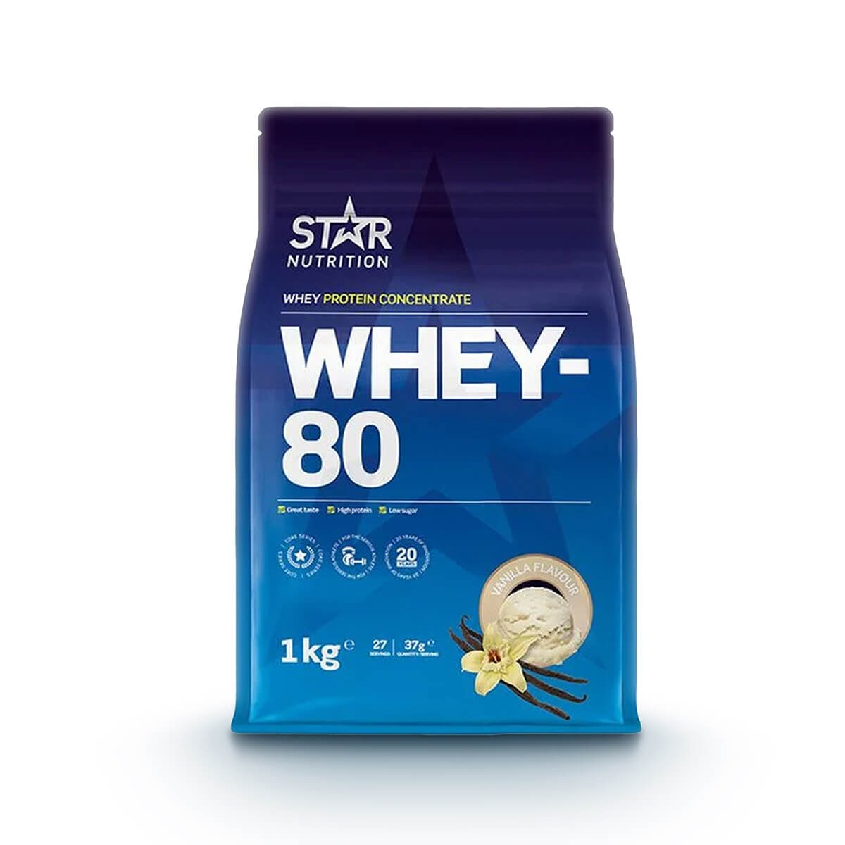 Tjek Whey-80, 1 kg, Star Nutrition ud på SportGymButikken.dk