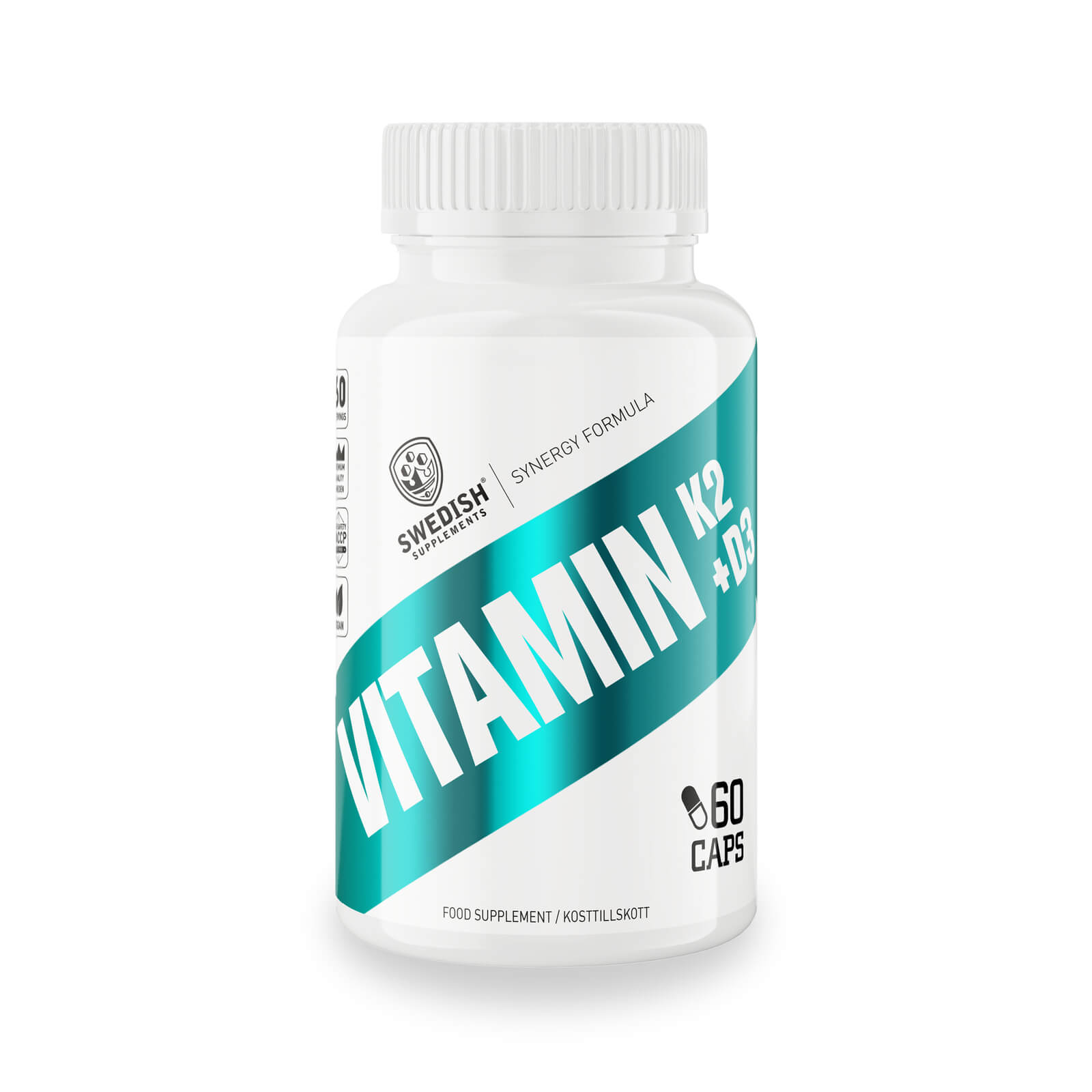 Tjek Vitamin K2+D3, 60 kapsler, svenske kosttilskud på SportGymButikken.dk