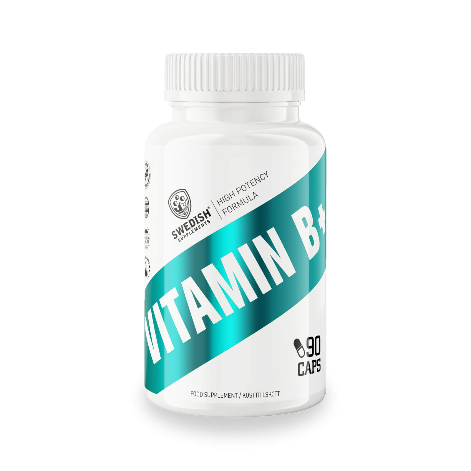 Tjek Vitamin B+, 90 kapsler, svenske kosttilskud på SportGymButikken.dk