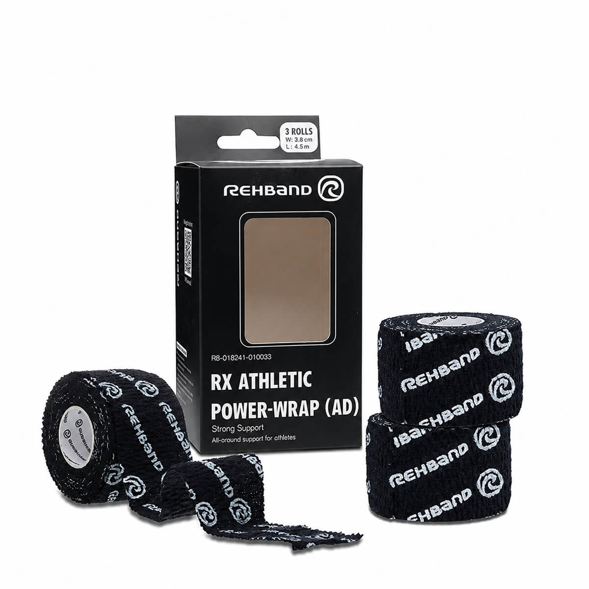 RX Athletic Power Wrap, Black, 38 mm x 4.5 m
