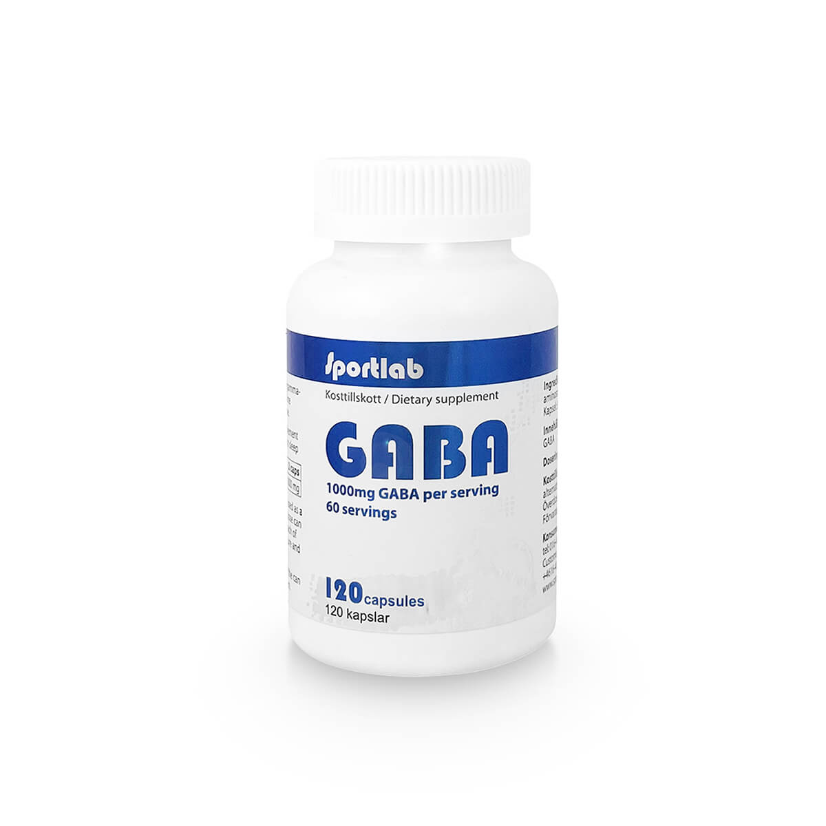 Tjek GABA 500 mg, 120 kapsler, Sportlab på SportGymButikken.dk