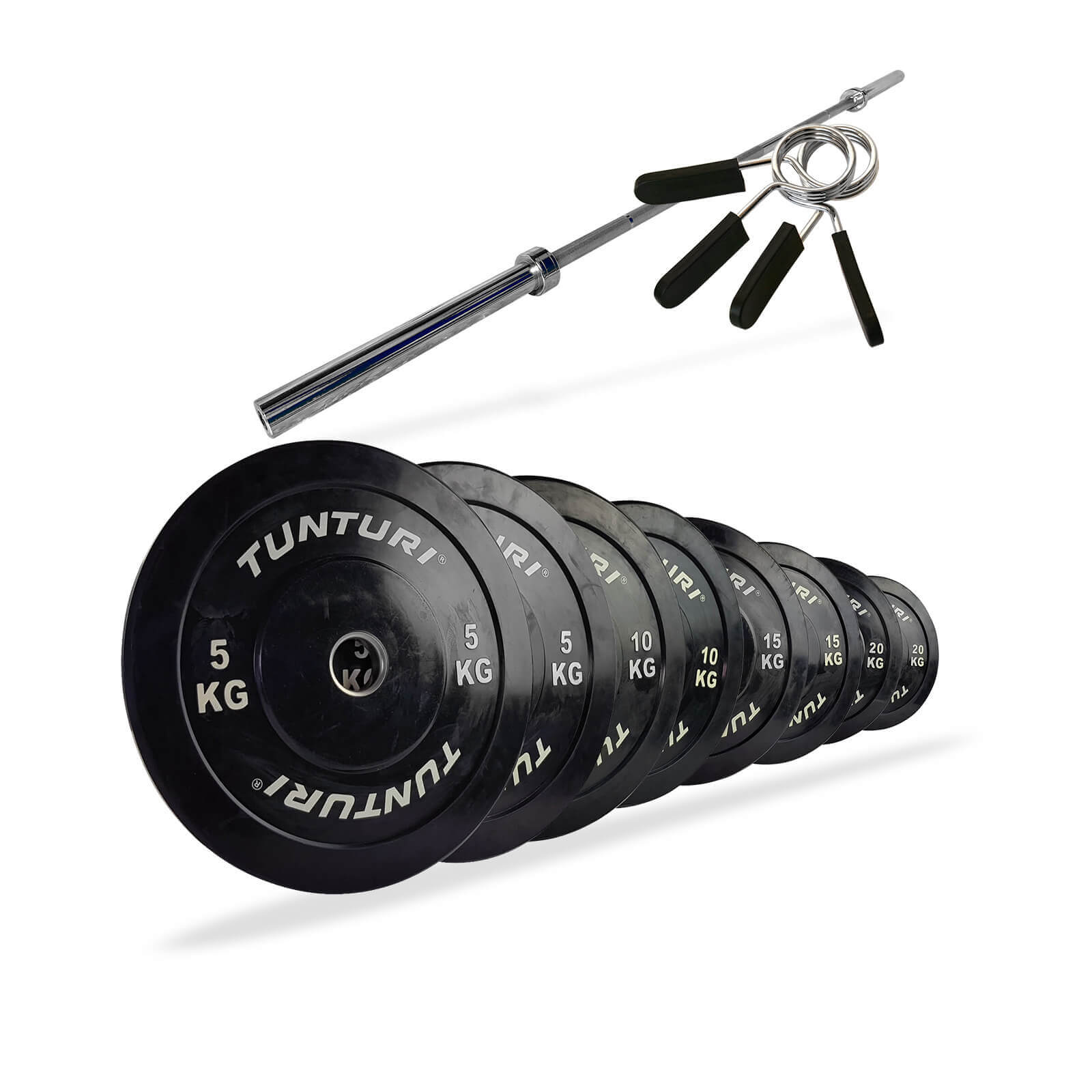 Tjek Bumper Barbell Sæt 120 kg, Tunturi hos SportGymButikken.dk