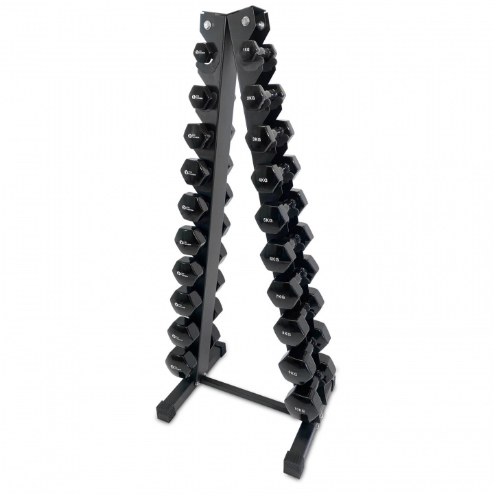 Se Vinyl Håndvægtssæt Sort 1-10 kg & Håndvægtstativ, JTC Power hos SportGymButik