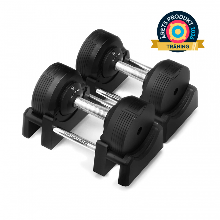 Tjek Justerbare håndvægte PRO, 2 x 4-23.5 kg, JTC Power hos SportGymButikken.dk