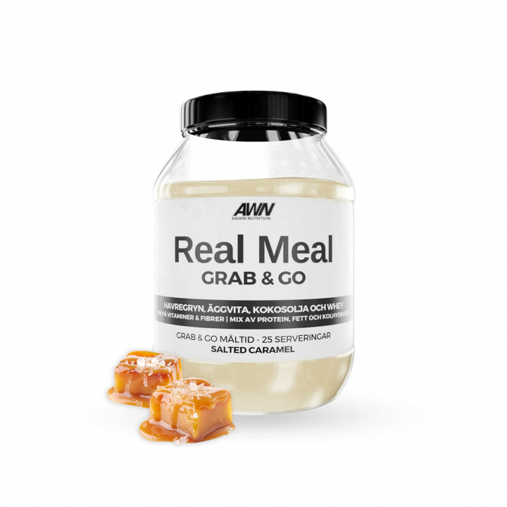 Tjek Real Meal, 1250 g, Salted Caramel på SportGymButikken.dk