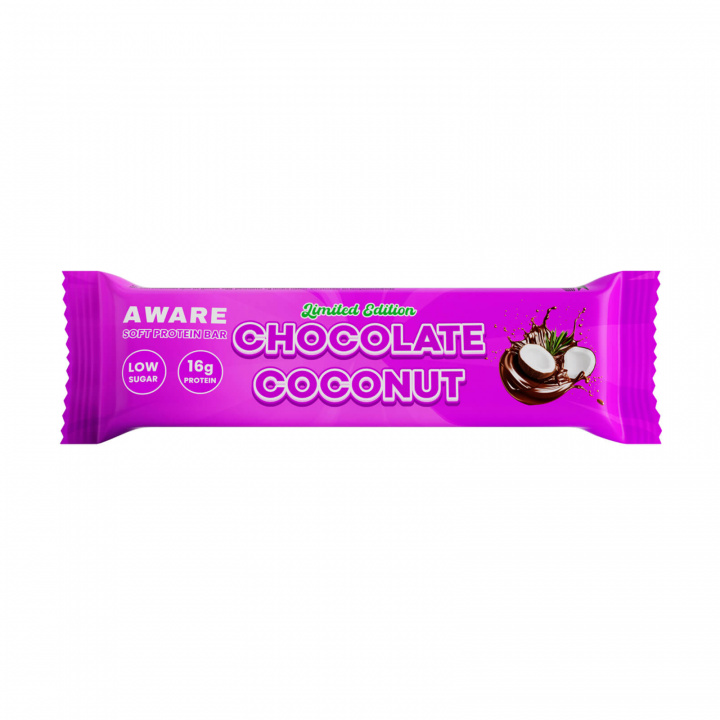 Tjek AWARE Protein Bar, 55 g, Chokolade Kokos på SportGymButikken.dk