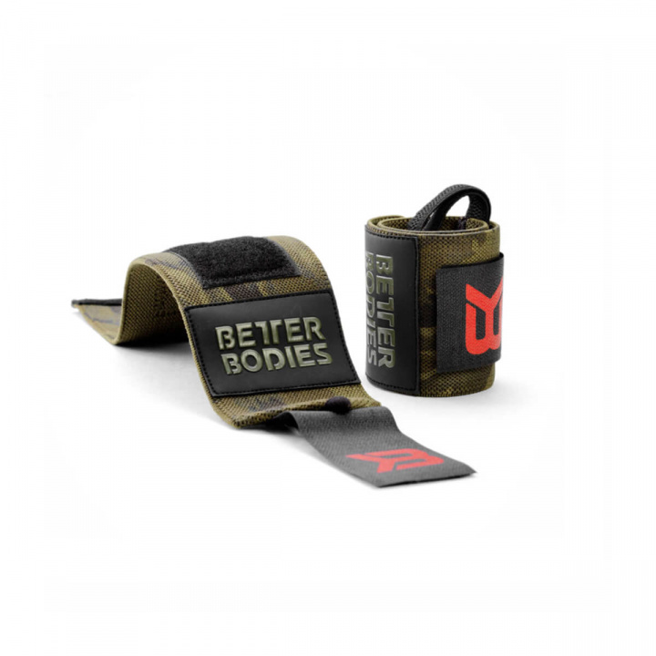 Se BB Camo Wrist Wraps, mørkegrøn camo, Better Bodies hos SportGymButiken