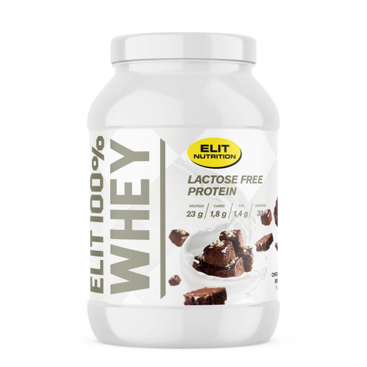 Tjek Elit 100% Whey, Laktosefri, 900 g, Chokolade Brownie på SportGymButikken.dk
