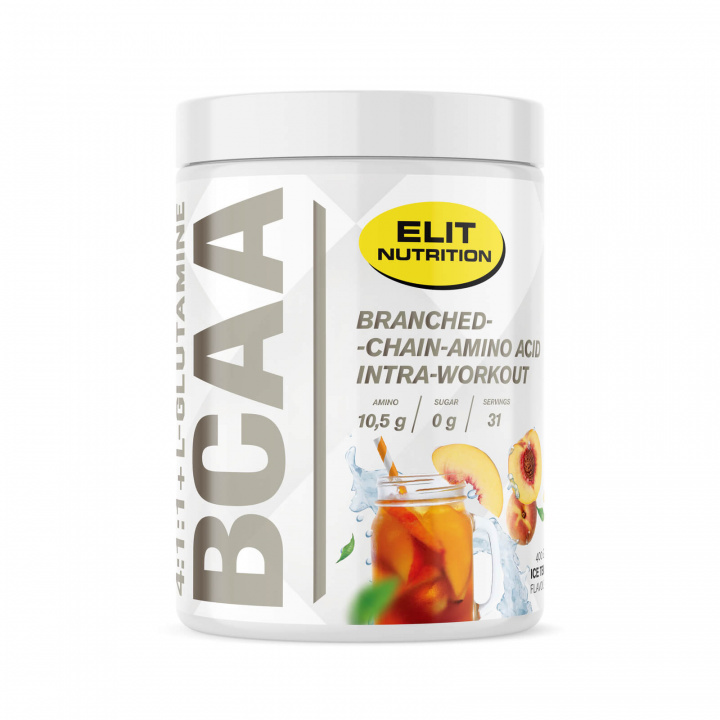 Tjek BCAA 4:1:1 + L-glutamin, 400 g, Ice Tea på SportGymButikken.dk