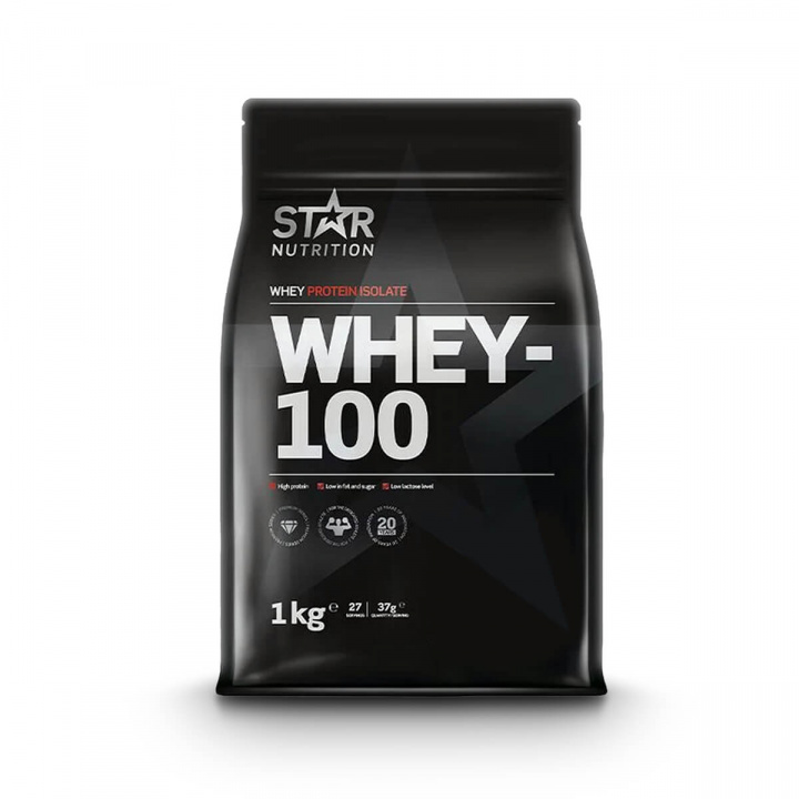 Tjek Whey-100, 1 kg, Chokoladehindbær på SportGymButikken.dk