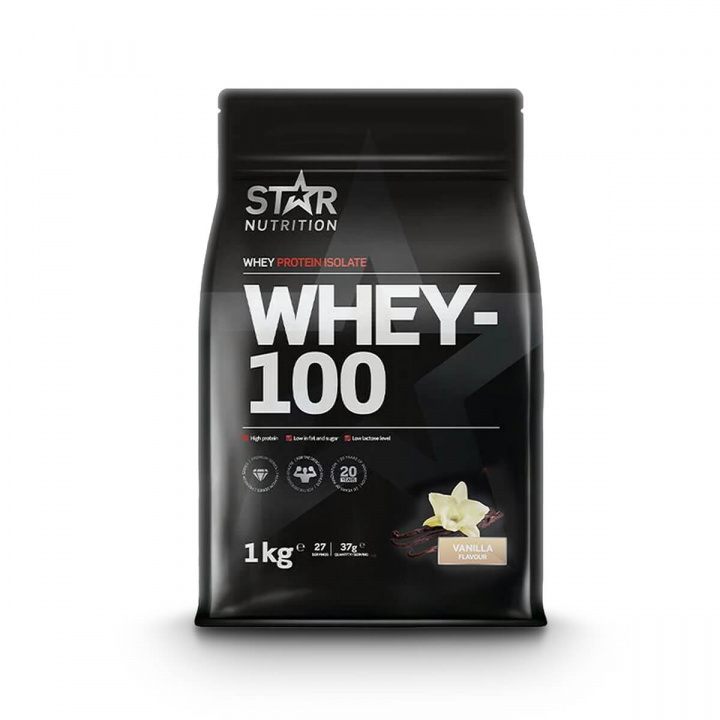 Tjek Whey-100, 1 kg, Vanilla ud på SportGymButikken.dk