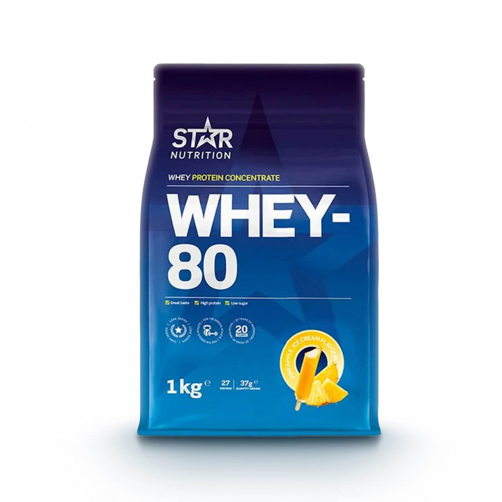 Tjek Whey-80, 1 kg, Ananas is på SportGymButikken.dk