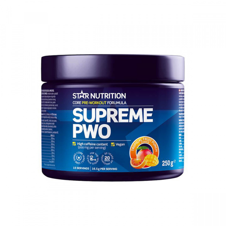 Tjek Supreme PWO, 250 g, Tropical Fruit Punch på SportGymButikken.dk