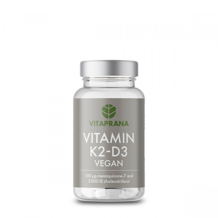 Vitamin K2+D3 (vegansk), 100 kapsler i gruppen Kosttilskud / Vitaminer og mineraler hos Sportgymbutikken.dk (FM-VP902005)