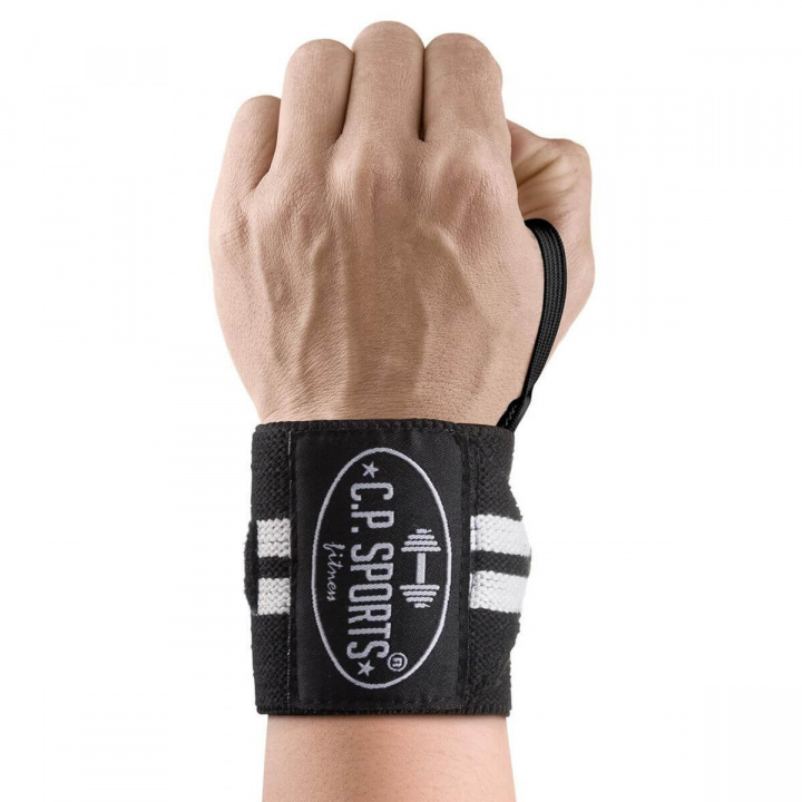 Wrist Wraps, 30 cm, black/white i gruppen Sport & Fitness / Træningstilbehør / Knæ- & Håndbind hos Sportgymbutikken.dk (GW-T18-blwh)