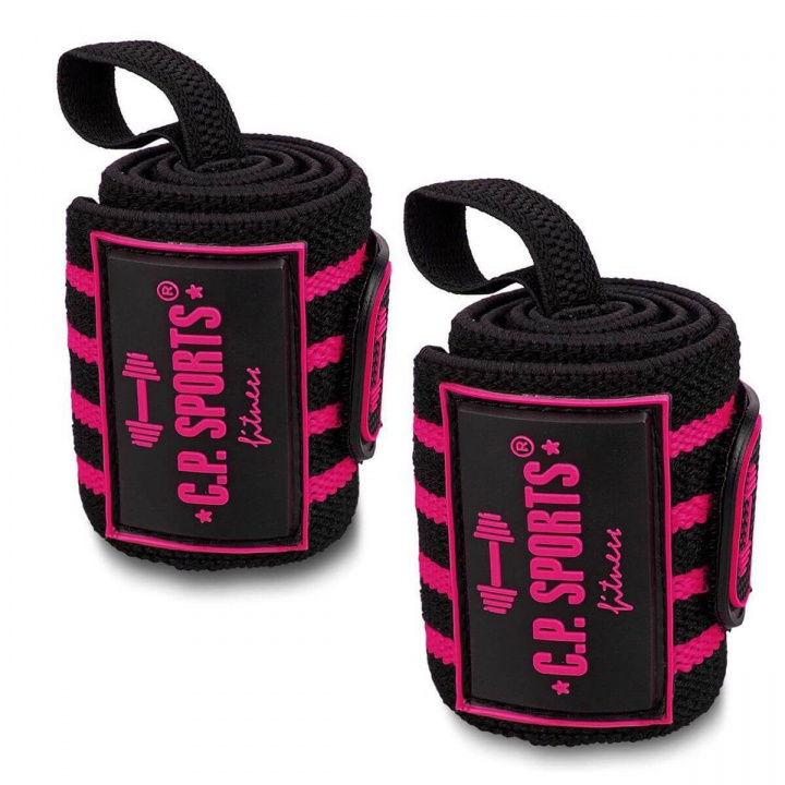 Strongman Wrist Wraps, 50 cm, black/pink i gruppen Sport & Fitness / Træningstilbehør / Knæ- & Håndbind hos Sportgymbutikken.dk (GW-T20-1-blpi)