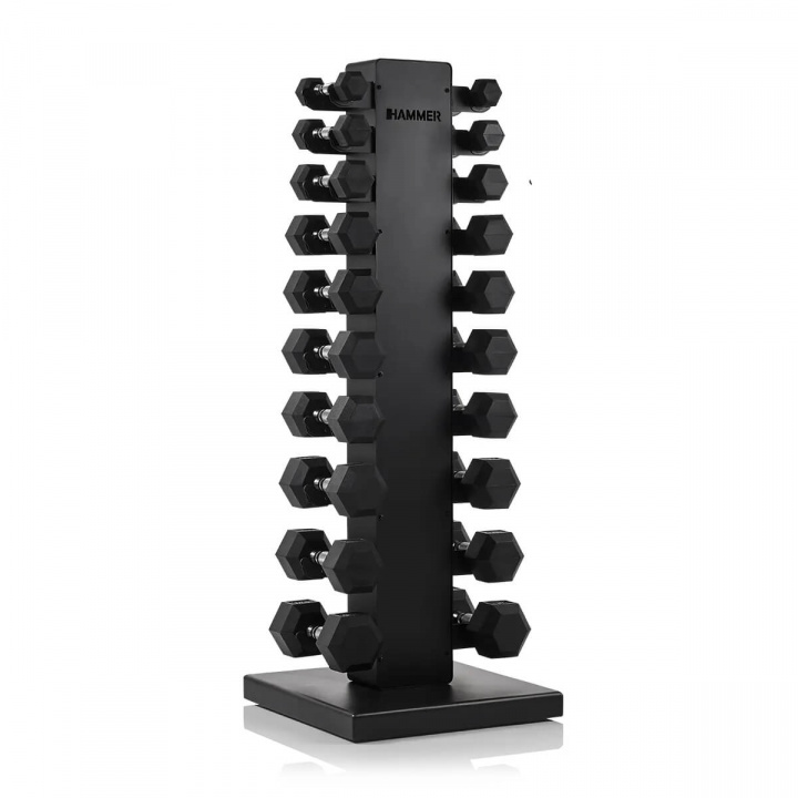 Hex håndvægtsæt med stativ, 10-par: 1 - 10 kg, Hammer i gruppen Styrke / Håndvægte & Kettlebells / Pakke hos Sportgymbutikken.dk (HM-17342)