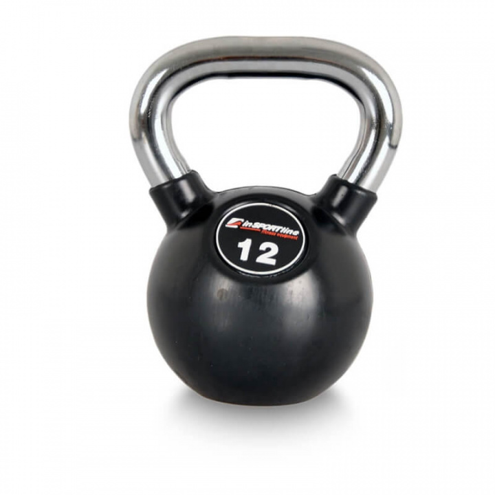 Tjek Kettlebell, gummi/krom 12 kg, inSPORTline på SportGymButikken.dk