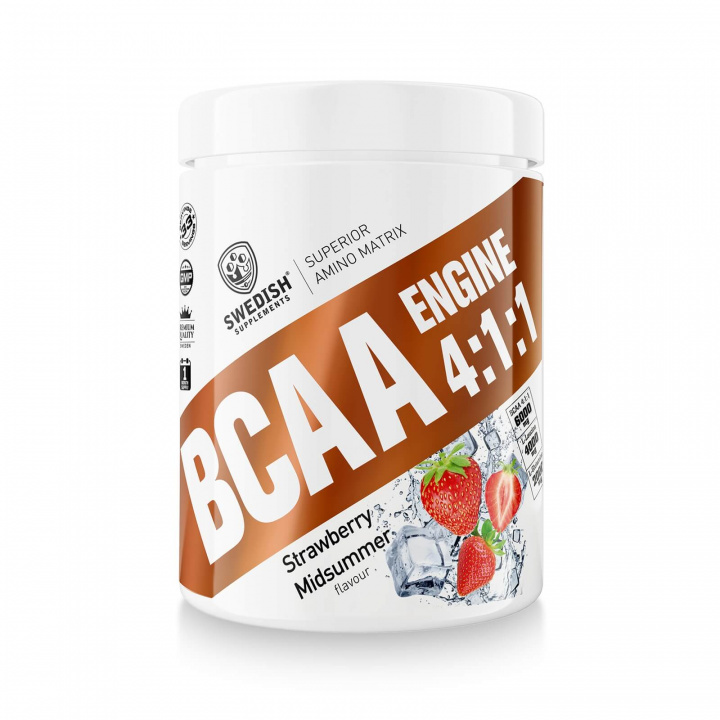 Tjek BCAA Engine 4.1.1, 400 g, Strawberry Midsummer på SportGymButikken.dk
