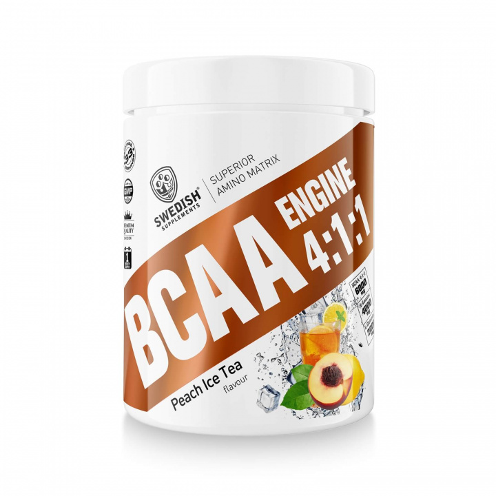 Tjek BCAA Engine 4:1:1, 400 g, Peach Ice Tea på SportGymButikken.dk
