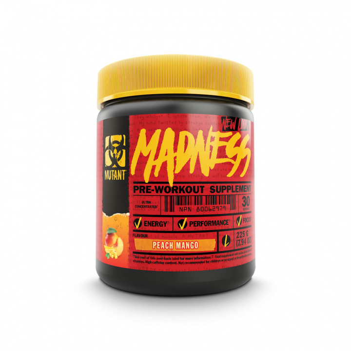 Tjek Mutant Madness, 30 portioner, Peach Mango på SportGymButikken.dk