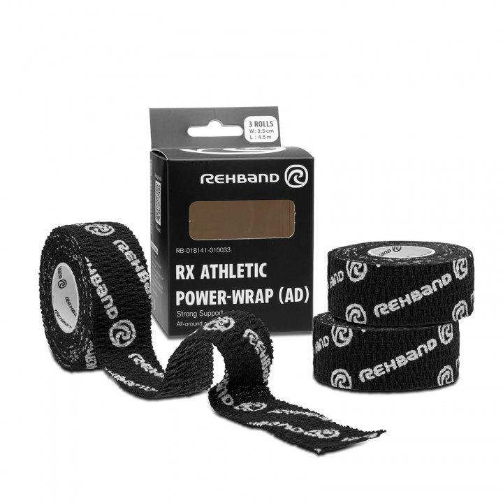 RX Athletic Power Wrap, Black, 25 mm x 4.5 m, Rehband i gruppen Kampsport / Beskyttelse / Boksebandage & Tape hos Sportgymbutikken.dk (OT-RX20117-999)