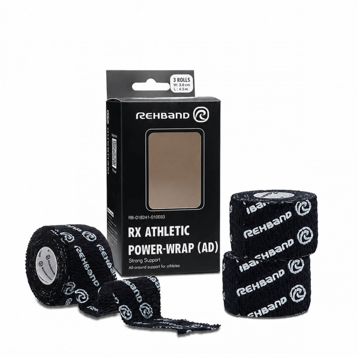 RX Athletic Power Wrap, Black, 38 mm x 4.5 m i gruppen Kampsport / Beskyttelse / Boksebandage & Tape hos Sportgymbutikken.dk (OT-RX20118-999)