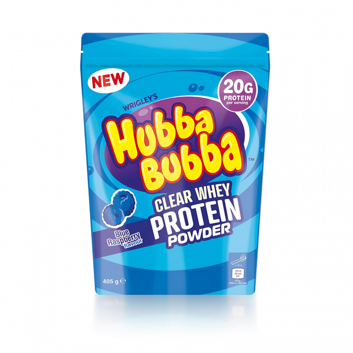 Se Hubba Bubba Clear Whey, 405 g, Blue Raspberry på SportGymButikken.dk