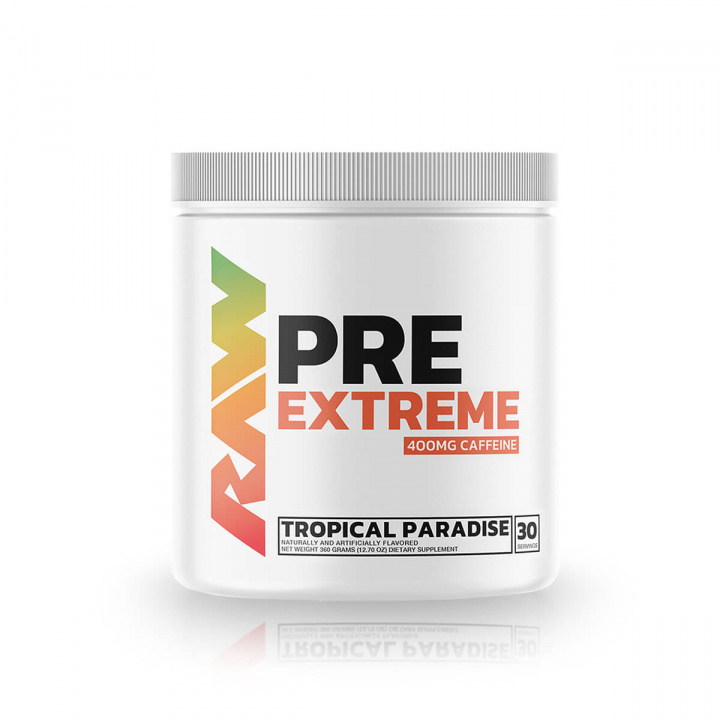 RAW, Pre Extreme PWO Tropical Paradise, 360g i gruppen Kosttilskud / Ytelsesforbedrer & PWO hos Sportgymbutikken.dk (RAW-G14716-TP)