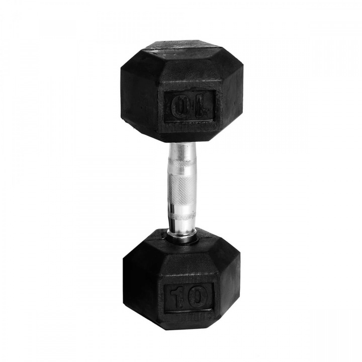 Tjek Hex håndvægtgummi, 10 kg, Abilica hos SportGymButikken.dk