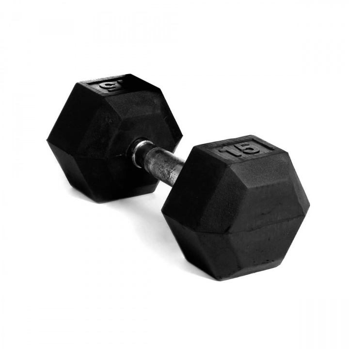 Tjek Hex håndvægtgummi, 15 kg, Abilica hos SportGymButikken.dk
