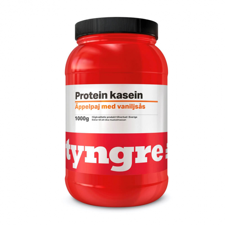 Tjek kraftig kasein, 1 kg, æbletærte med vaniljesauce ud på SportGymButikken.dk