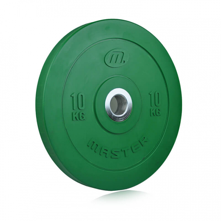 Tjek Bumper Plate, 10 kg, grøn på SportGymButikken.dk
