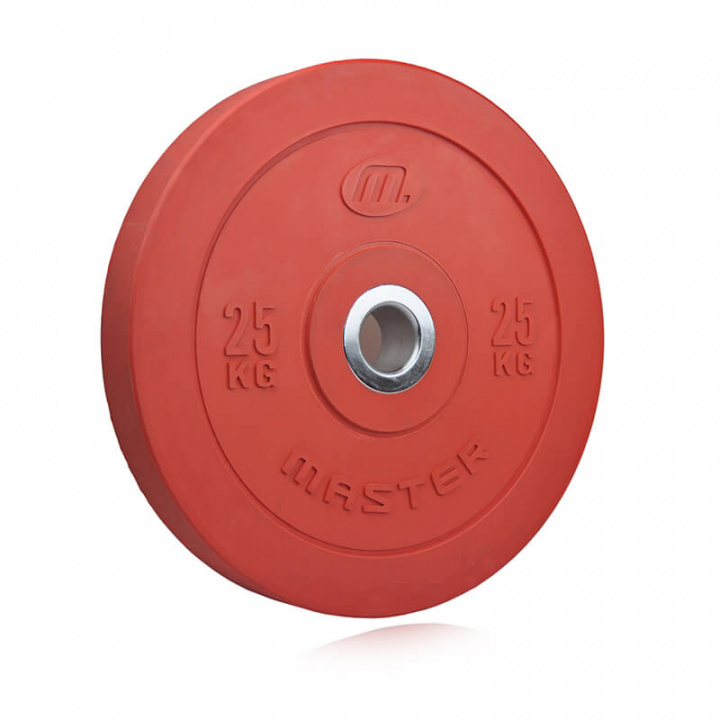Tjek Bumper Plate, 25 kg, rød på SportGymButikken.dk