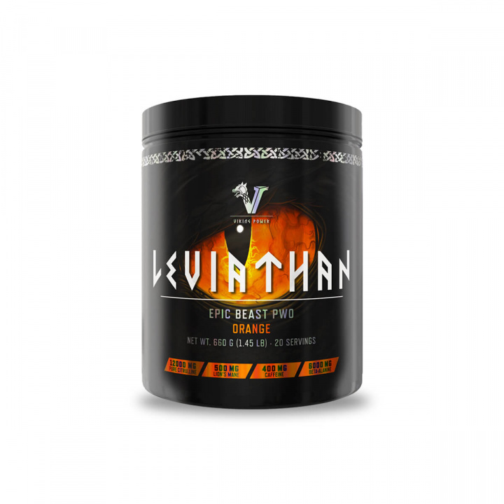 Viking Power, Leviathan Hardcore PWO Orange, 660g i gruppen Kosttilskud / Ytelsesforbedrer & PWO hos Sportgymbutikken.dk (VP-15609-O)